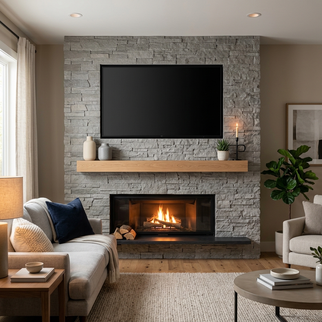 TV above fireplace